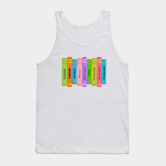 Colorful Book Genres Tank Top by Amy Designs Co.